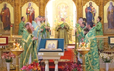 Божественная литургия в день памяти прпп. Сергия и Германа Валаамских Чудотворцев