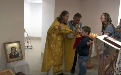 Первая Божественная литургия в Вознесенском храме села Рыбки