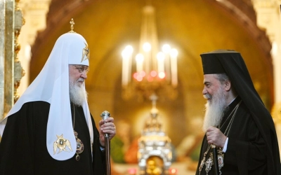 Предстоятели Иерусалимской и Русской Православных Церквей совершили Литургию в Храме Христа Спасител