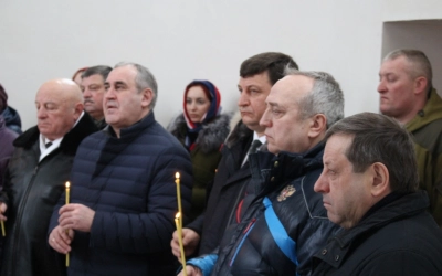 Отпевание и погребение воинов в деревне Рыбки