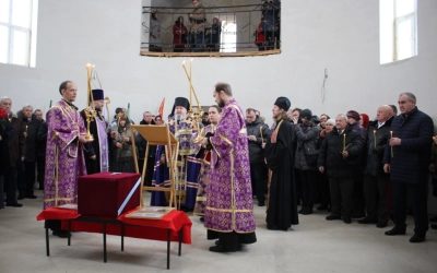 Отпевание и погребение воинов в деревне Рыбки