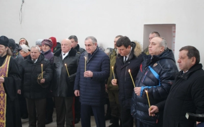 Отпевание и погребение воинов в деревне Рыбки