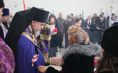 Отпевание и погребение воинов в деревне Рыбки