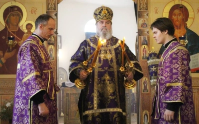 служение епископа Сергия в Неделю 5-ю Великого поста, день памяти прп. Марии Египетской