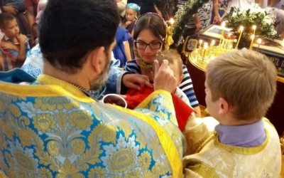 Божественная литургия в день празднования Успения Пресвятой Богородицы в Тихвинском храме г. Гагарин