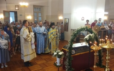 Божественная литургия в день празднования Успения Пресвятой Богородицы в Тихвинском храме г. Гагарин