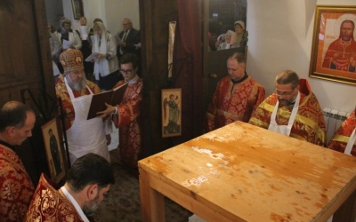 освящение престола Казанского храма города Гагарин в честь Священноисповедника Владимира Хираско