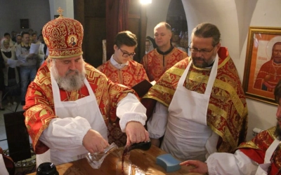 освящение престола Казанского храма города Гагарин в честь Священноисповедника Владимира Хираско