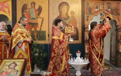 освящение престола Казанского храма города Гагарин в честь Священноисповедника Владимира Хираско