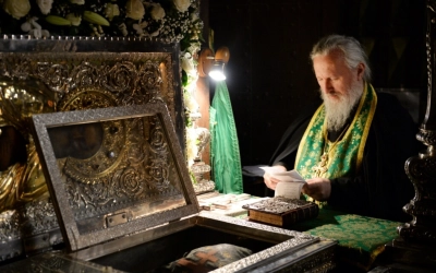 Епископ Сергий принял участие в вечернем богослужении, в канун дня преставления преподобного Сергия,