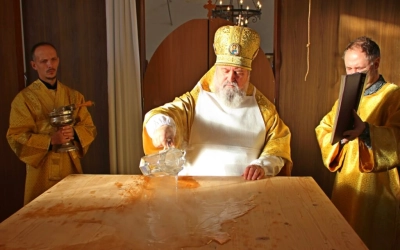 Преосвященный епископ Сергий, совершил великое освящение храма в честь Вознесения Господня