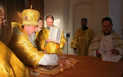 Преосвященный епископ Сергий, совершил великое освящение храма в честь Вознесения Господня