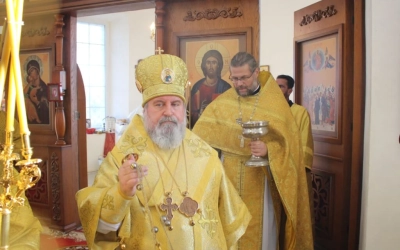 Преосвященный епископ Сергий, совершил великое освящение храма в честь Вознесения Господня