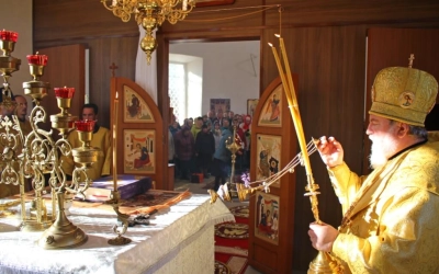 Преосвященный епископ Сергий, совершил великое освящение храма в честь Вознесения Господня
