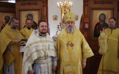 Преосвященный епископ Сергий, совершил великое освящение храма в честь Вознесения Господня