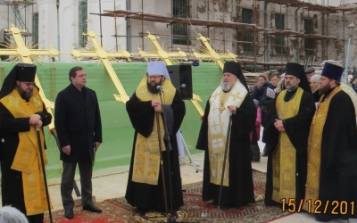 освящение и установка накупольных крестов Благовещенского собора