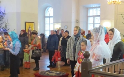 Детская Рождественская Литургия в Тихвинском храме г. Гагарин