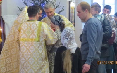 Детская Рождественская Литургия в Тихвинском храме г. Гагарин