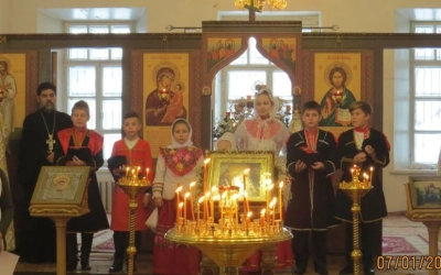 Детская Рождественская Литургия в Тихвинском храме г. Гагарин