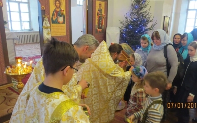 Детская Рождественская Литургия в Тихвинском храме г. Гагарин