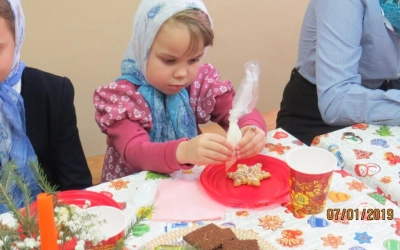 Детская Рождественская Литургия в Тихвинском храме г. Гагарин