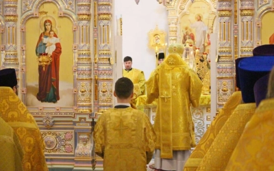 праздник Обрезания Господня, день памяти святителя Василия Великого, в Свято-Георгиевском соборе гор