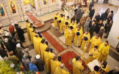 праздник Обрезания Господня, день памяти святителя Василия Великого, в Свято-Георгиевском соборе гор