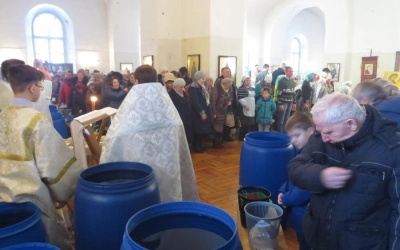 Великое водоосвящение в Тихвинском храме г. Гагарин