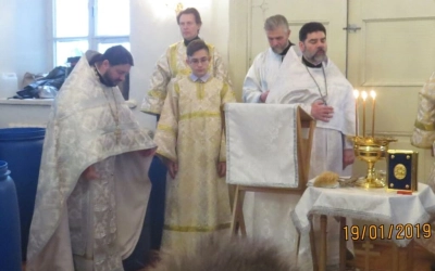 Великое водоосвящение в Тихвинском храме г. Гагарин