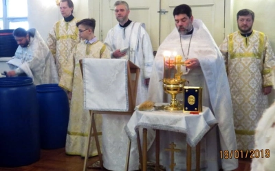 Великое водоосвящение в Тихвинском храме г. Гагарин