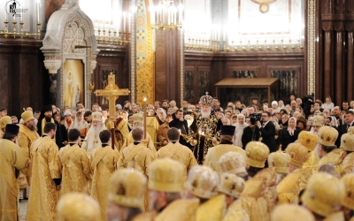 Епископ Сергий принял участие в Божественной литургии, в кафедральном соборном Храме Христа Спасител