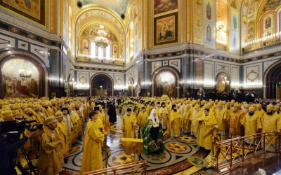 Епископ Сергий принял участие в Божественной литургии, в кафедральном соборном Храме Христа Спасител