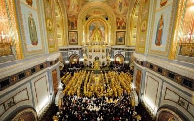 Епископ Сергий принял участие в Божественной литургии, в кафедральном соборном Храме Христа Спасител