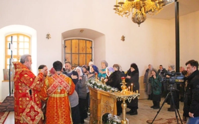 Епископ Сергий возглавил Божественную литургию, в Спасо-Преображенском храме г. Вязьма