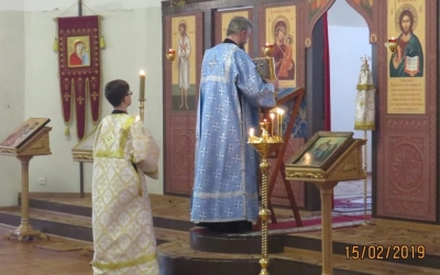 Божественная Литургия в праздник Сретения Господня в Тихвинском храме г. Гагарин