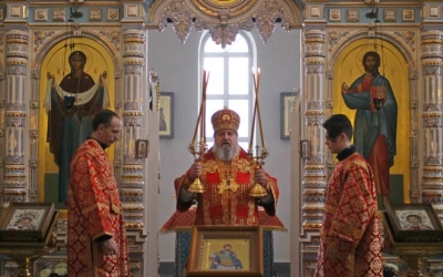 Епископ Сергий возглавил Божественную литургию в Спасо-Богородицком Одигитриевском женском монастыре