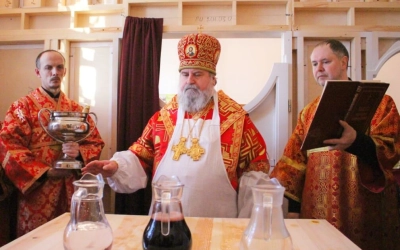 освящение престола Вознесенского храма города Гагарин, в честь Священномученика Харалампия