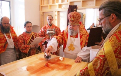 освящение престола Вознесенского храма города Гагарин, в честь Священномученика Харалампия