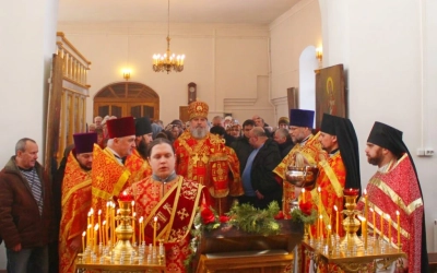 освящение престола Вознесенского храма города Гагарин, в честь Священномученика Харалампия