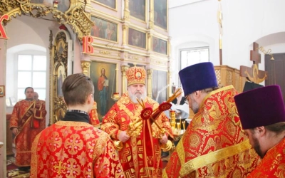 освящение престола Вознесенского храма города Гагарин, в честь Священномученика Харалампия