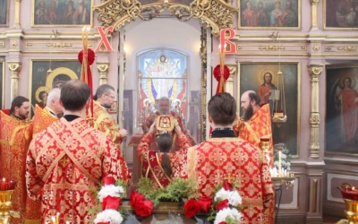 освящение престола Вознесенского храма города Гагарин, в честь Священномученика Харалампия