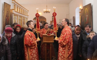 освящение престола Вознесенского храма города Гагарин, в честь Священномученика Харалампия