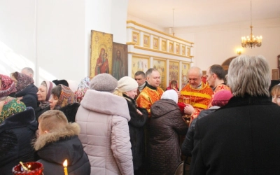 освящение престола Вознесенского храма города Гагарин, в честь Священномученика Харалампия