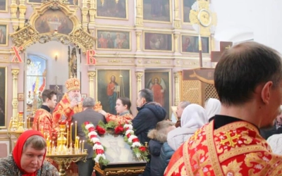 освящение престола Вознесенского храма города Гагарин, в честь Священномученика Харалампия